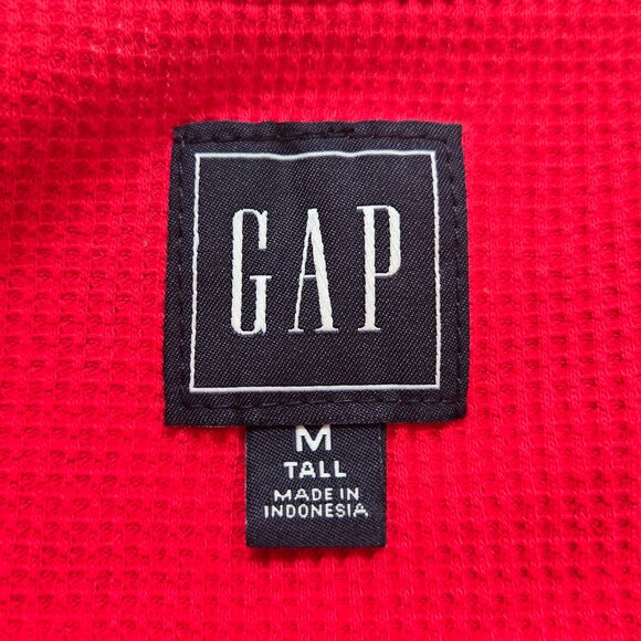 Gap Tall Red Thermal Long Sleeve Top M – Waffle Knit Layering Shirt - Picture 3 of 5